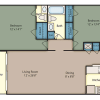 Floor plan: 2 Bed 1.5 with Balcony-Patio