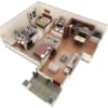 Floor plan: 2 BR Designer Courtyard Garage
