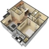 Floor plan: 1BR 1BA 846 SQ FT