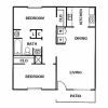 Floor plan: 2 BR 1 1/3 BA