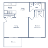 Floor plan: 1 Bedroom, 1 Bath (704 sqft.)