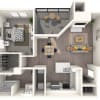 Floor plan: 1 Bedroom 1 Bath 730