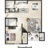 Floor plan: 1 Bedroom with Balcony or Patio Stamford 