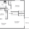 Floor plan: 1BR 1BA (820sf)