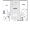Floor plan: 2 BED 2 BATH - 1,157
