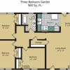 Floor plan: Three Bedroom Garden
