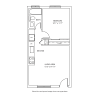 Floor plan: 1 Bedroom, 1 Bath