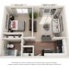 Floor plan: 1-Bedroom 1-Bathroom | 671 sqft