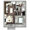 Floor plan: Wisteria- 687 SF