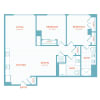 Floor plan: F1 | 2 Bed | 2 Bath