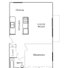 Floor plan: 1 Bedroom 1 Bath with Balcony
