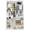 Floor plan: 2 Bed 2 Bath 960