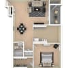 Floor plan: 1 BEDROOM (1E)