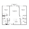 Floor plan: Two Bedroom/Two Bath (2D-A) Balcony