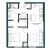 Floor plan: 1 Bed/1 Bath-B1