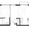 Floor plan: One bed with In-Unit Laundry