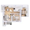 Floor plan: 2 Bedroom, 1 Bathroom - 833 Sq. Ft.