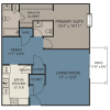 Floor plan: 1 Bed/1.5 Ba Dn