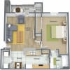 Floor plan: 1x1A