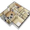 Floor plan: B1 -  2 Bedroom - 1 Bathroom