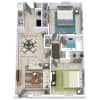 Floor plan: 2 Bed 1 Bath 800