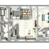 Floor plan: 3 bedroom 2 bath