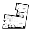Floor plan: 1 Bed/1 Bath-1E