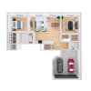 Floor plan: 2 Bed, 2 Bath
