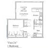 Floor plan: 1-Bed, 1-Bath