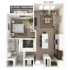 Floor plan: 2A2.1 1x1 724 SF-FP