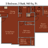 Floor plan: 2BD/2BA