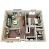 Floor plan: 1 BD with Balcony