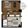Floor plan: 1-BR/1BA