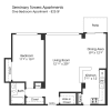 Floor plan: 1BR 1BA (825sf)