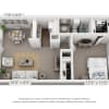 Floor plan: 1 Bedroom, 1 Bath B