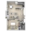 Floor plan: 1 Bedroom 1 Bathroom With Balcony