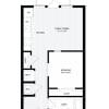 Floor plan: 1 Bed/1 Bath JR-B3.2 East