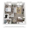 Floor plan: 1 Bedroom, 1 Bath A