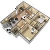 Floor plan: 2BR 2BA 1007 SQ FT