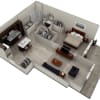 Floor plan: 1 BR Designer Courtyard Garage