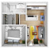 Floor plan: 1 Bed 1 Bath with Balcony
