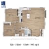 Floor plan:  B2b | 2 Bed | 1 Bath| 30