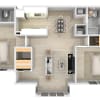 Floor plan: 2 Bed x 2 Bath Diamond Renovated