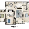 Floor plan: 3 Bedroom 2 Bath with Sunroom - Manor House II