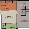 Floor plan: 1 Bedroom, 1 Bath 727 sqft A4