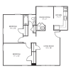 Floor plan: 2 Bedroom, 1 Bath