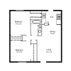 Floor plan: 2 Bed 1 Bath 843 sq ft