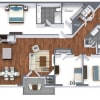 Floor plan: 3 Bedroom  2 Bath (F1)