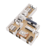 Floor plan: 2 bed 2 bath