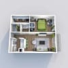 Floor plan: 1 Bedroom 1 Bathroom Quartz Counter